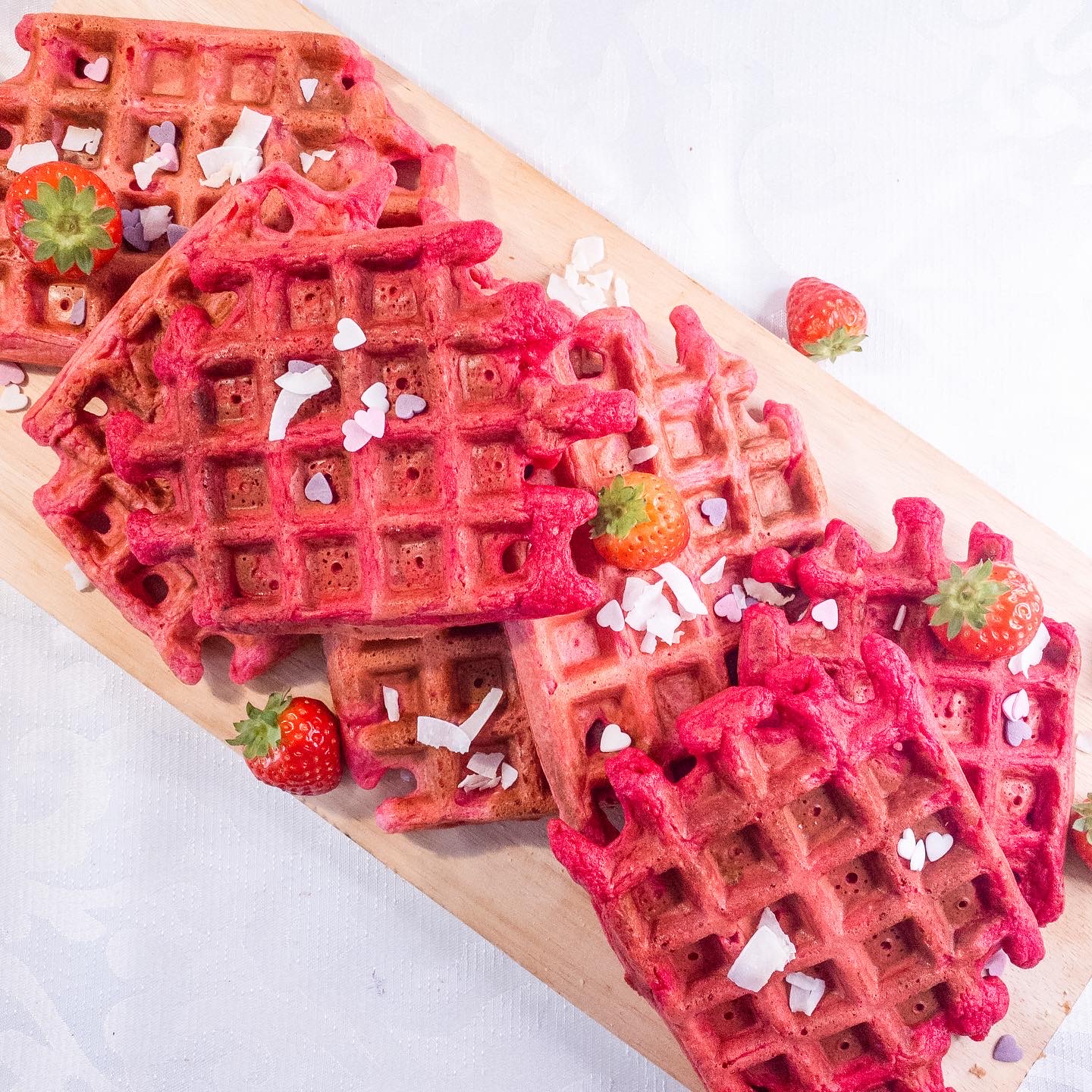 Roze bananen wafels